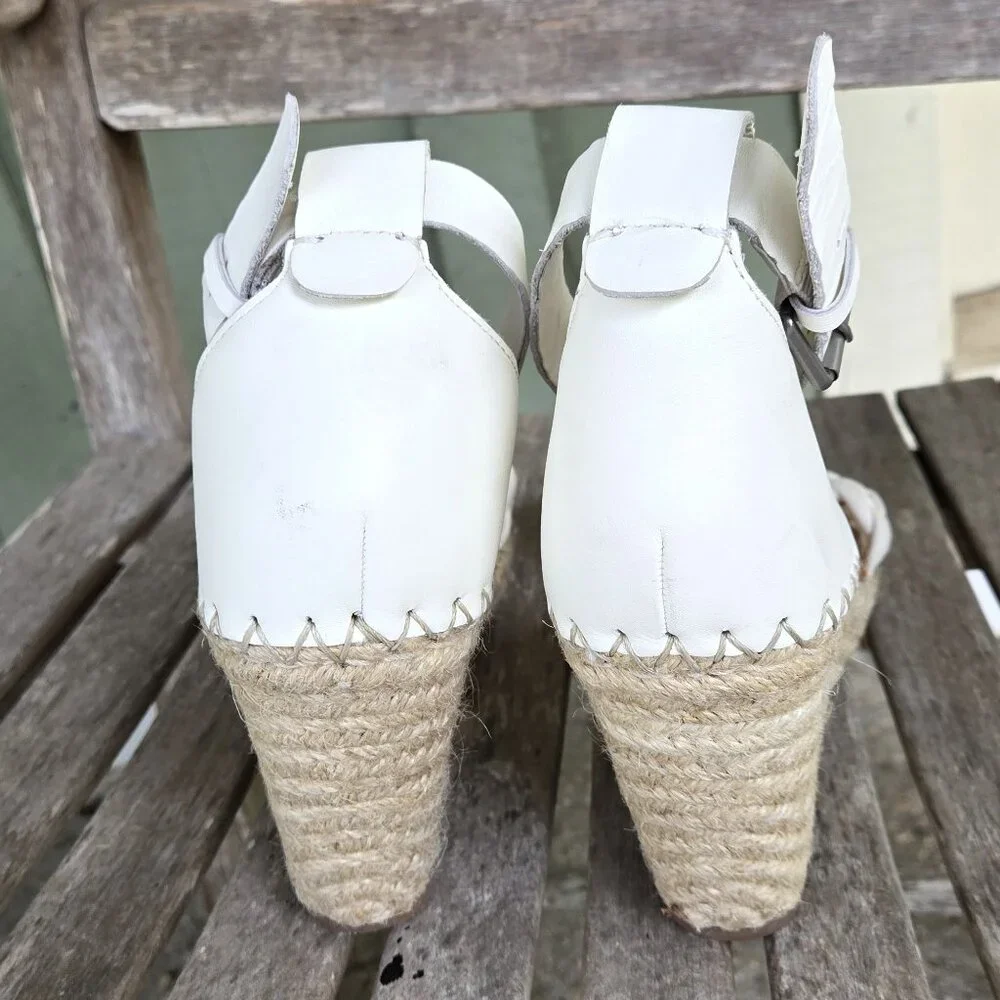 New DOLCE VITA Off White Leather Nilton Wedge Espadrille Sandals Shoes 10 - Picture 5 of 5